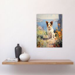 "Artery8 Wall Art Print Jack Russell Terrier Floral Dog Portrait Oil Painting Poster - Size: W18"" x H24""" - thumbnail 4
