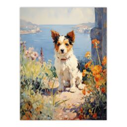 "Artery8 Wall Art Print Jack Russell Terrier Floral Dog Portrait Oil Painting Poster - Size: W18"" x H24""" - thumbnail 1