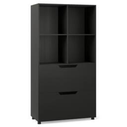 Costway 5-Tier Bookcase w/2 Drawers & 4-Cubes Tall Bookshelf Display Rack in Black - thumbnail 9