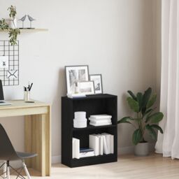 Berkfield Home Book Cabinet Black 60x24x76 cm Engineered Wood - Size: 60 x 24 x 76 cm - thumbnail 1