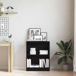 Berkfield Home Book Cabinet Black 60x24x76 cm Engineered Wood - Size: 60 x 24 x 76 cm - thumbnail 4