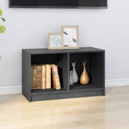Berkfield Home TV Cabinet Grey 70x33x42 cm Solid Pinewood - Size: 70 x 33 x 42 cm - thumbnail 3