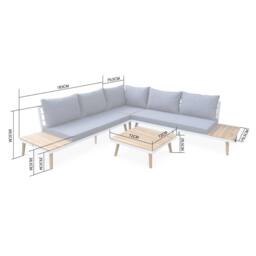 sweeek 5-seater Wooden Corner Garden Sofa Set in White - thumbnail 5