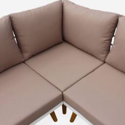 sweeek 5-seater Wooden Corner Garden Sofa Set in White - thumbnail 3