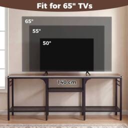 "Gymax TV Stand for 65"" TVs Media Console Table With Metal Mesh Shelves in Brown" - thumbnail 2