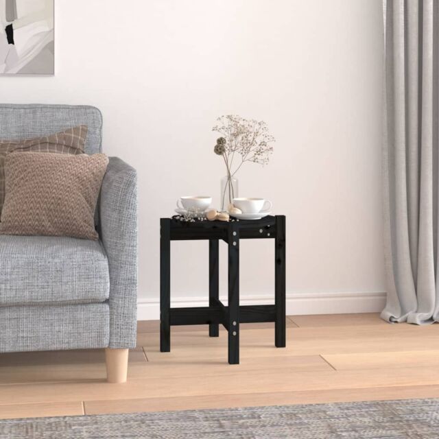 Berkfield Home Coffee Table Black Ø 42.5x45 cm Solid Wood Pine - image 1