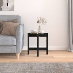 Berkfield Home Coffee Table Black Ã˜ 42.5x45 cm Solid Wood Pine - thumbnail 3