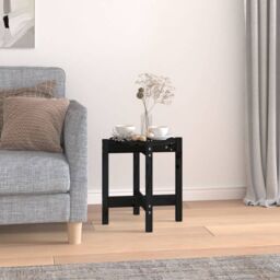 Berkfield Home Coffee Table Black Ã˜ 42.5x45 cm Solid Wood Pine