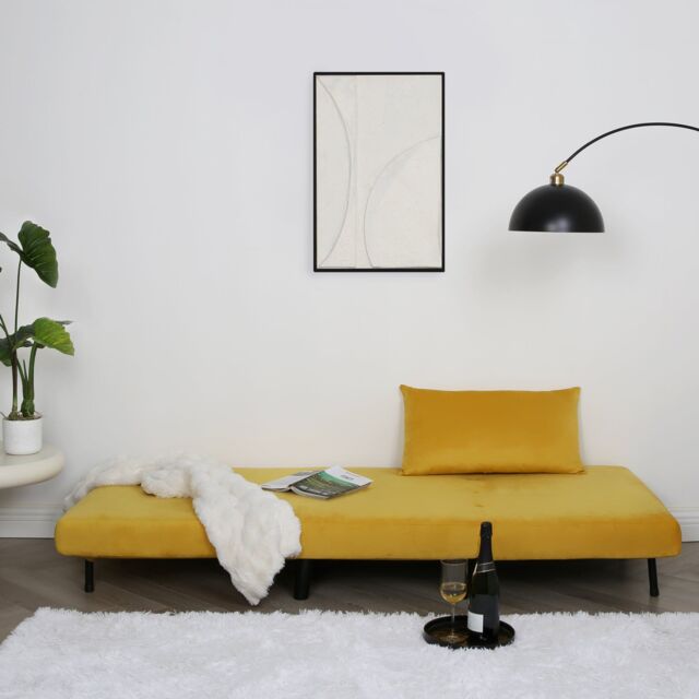 Home Garden Direct Aurora - Single Bed Chair Sofa in Velvet - 1 Seater - Yellow - image 1