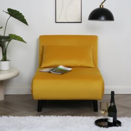 Home Garden Direct Aurora - Single Bed Chair Sofa in Velvet - 1 Seater - Yellow - thumbnail 2