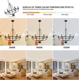 Garwarm Black 6-Light Metal Cage Pendant Light Adjustable Height - thumbnail 5