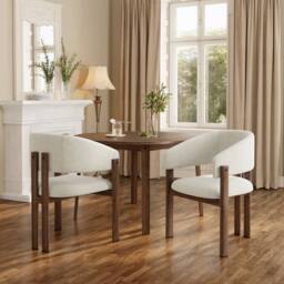 BTM Set of 2/4/6 Linen Dining Chairs with Metal Frame in Brown - Size: 2 Pack - thumbnail 3