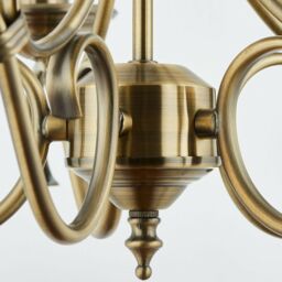 Loops Hanging Ceiling Pendant Light ANTIQUE BRASS 5x Shade Vintage Lamp Bulb Holder in Metallics - thumbnail 5