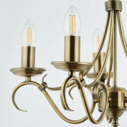 Loops Hanging Ceiling Pendant Light ANTIQUE BRASS 5x Shade Vintage Lamp Bulb Holder in Metallics - thumbnail 3