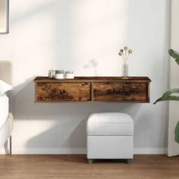 Berkfield Home Wall Shelf with Drawers Smoked Oak 100x37.5x19 cm Engineered Wood in Brown - thumbnail 1