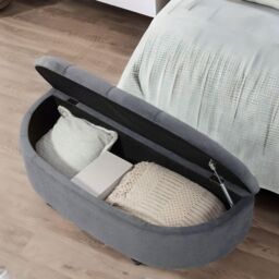 FURNOS Upholstered Half Circle Wooden Ottoman Bench Seat With Storage in Dark Grey - thumbnail 3