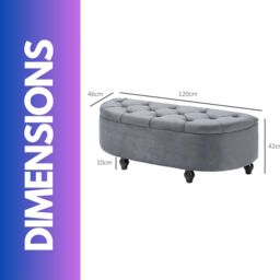 FURNOS Upholstered Half Circle Wooden Ottoman Bench Seat With Storage in Dark Grey - thumbnail 5