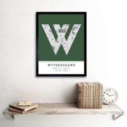 "Wee Blue Coo Wall Art Print Wythenshawe England United Kingdom City Map Modern Typography Stylish Letter Framed Word in Green - Size: W12"" x H16""" - thumbnail 2