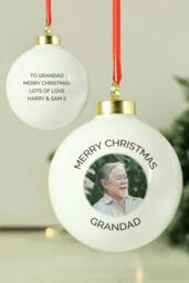 Personalised Memento Company Personalised Photo Upload Bauble in White - thumbnail 4