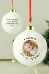 Personalised Memento Company Personalised Photo Upload Bauble in White - thumbnail 3