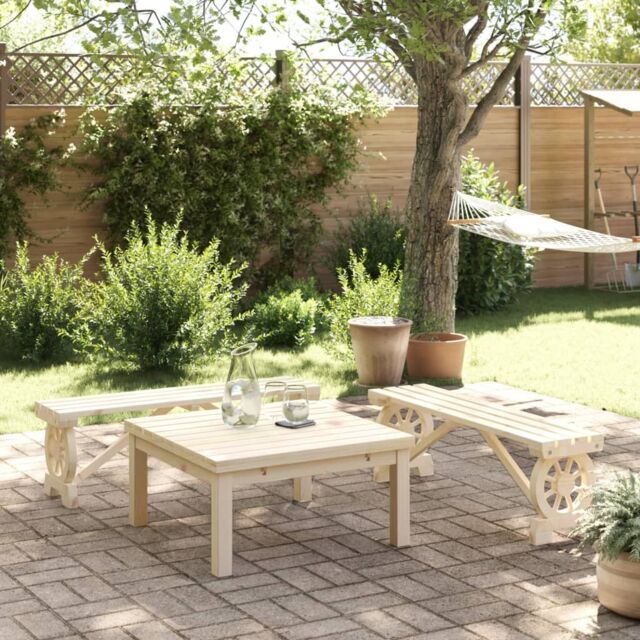 Berkfield Home Garden Benches 2 pcs Solid Wood Fir in Brown - image 1