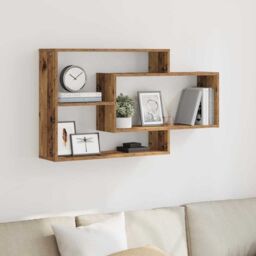 Berkfield Home Wall Shelf Old Wood 104x20x58.5 cm Engineered Wood in Brown - thumbnail 3