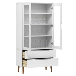 Berkfield Home Vitrine Cabinet MOLDE White 90x35x175 cm Solid Wood Pine - Size: 90 x 35 x 175 cm - thumbnail 3