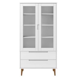 Berkfield Home Vitrine Cabinet MOLDE White 90x35x175 cm Solid Wood Pine - Size: 90 x 35 x 175 cm - thumbnail 4