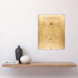 "Artery8 Vitruvian Man Drawing da Vinci Vintage Wall Art Print Poster in Brown - Size: W24"" x H32""" - thumbnail 4