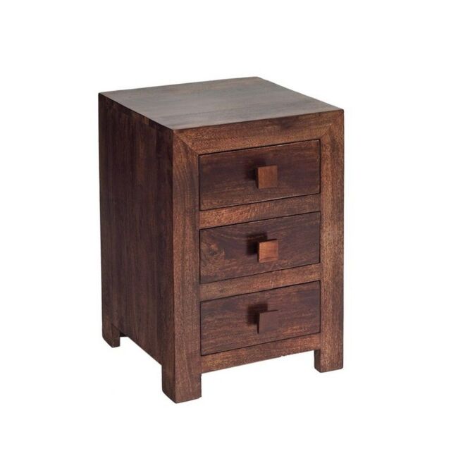 Indian Hub Toko Dark Mango 3 Drawer Bedside - Solid Mango Wood - L40xW42xH62cm in Brown - image 1