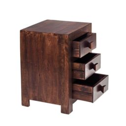 Indian Hub Toko Dark Mango 3 Drawer Bedside - Solid Mango Wood - L40xW42xH62cm in Brown - thumbnail 2