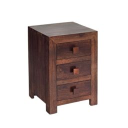 Indian Hub Toko Dark Mango 3 Drawer Bedside - Solid Mango Wood - L40xW42xH62cm in Brown - thumbnail 1