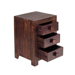 Indian Hub Toko Dark Mango 3 Drawer Bedside - Solid Mango Wood - L40xW42xH62cm in Brown - thumbnail 3