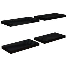 Berkfield Home Floating Wall Shelves 4 pcs High Gloss Black 50x23x3.8 cm MDF - thumbnail 2