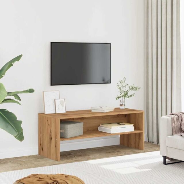 Berkfield Home TV Cabinet Artisan Oak 100x40x40 cm Engineered Wood in Brown - Size: 100 x 40 x 40 cm - image 1
