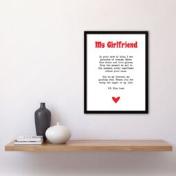 "Artery8 Love Poem Blue Eyes Girlfriend Romantic Poetry Framed Art Print in White - Size: W12"" x H16""" - thumbnail 4