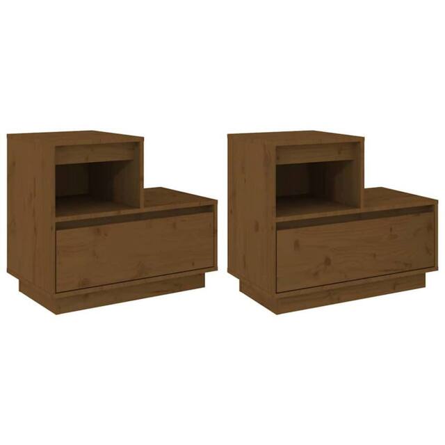 Berkfield Home Bedside Cabinets 2 pcs Honey Brown 60x34x51 cm Solid Wood Pine - Size: 60 x 34 x 51 cm - image 1