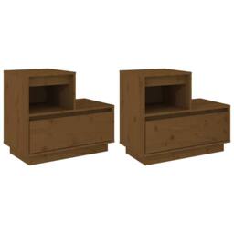 Berkfield Home Bedside Cabinets 2 pcs Honey Brown 60x34x51 cm Solid Wood Pine - Size: 60 x 34 x 51 cm - thumbnail 1