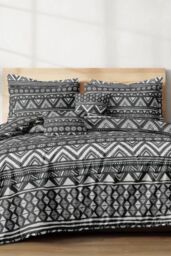 Ezysleep Geometric Charcoal Printed Duvet Cover Set in Grey - Size: Double - thumbnail 1