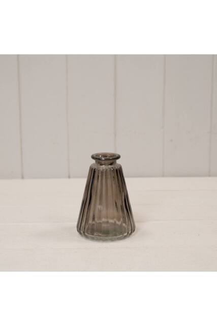 KDMD Warm Grey Glass Ribbed Vase - image 1