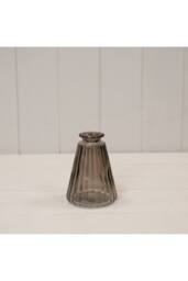 KDMD Warm Grey Glass Ribbed Vase - thumbnail 1