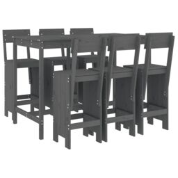 Berkfield Home 7 Piece Garden Bar Set Grey Solid Wood Pine - thumbnail 2