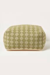 Homescapes Lima Handwoven Textured Pouffe Bean Cube in Green