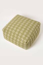 Homescapes Lima Handwoven Textured Pouffe Bean Cube in Green - thumbnail 5