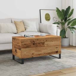 Berkfield Home Coffee Table Old Wood 90x44.5x45 cm Engineered Wood in Brown - thumbnail 2