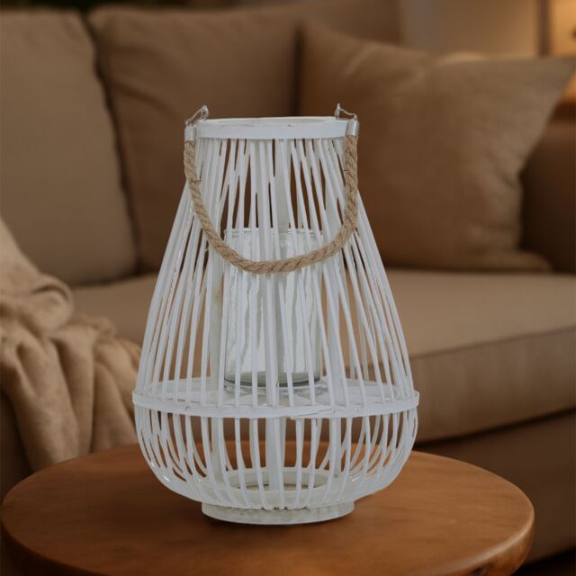 Orsina Lentigo Small Bamboo Lantern in White - image 1