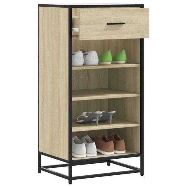 Berkfield Home Shoe Rack Sonoma Oak 48x38x97.5 cm Engineered Wood in Brown - image 1