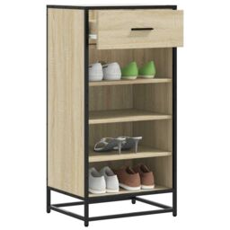 Berkfield Home Shoe Rack Sonoma Oak 48x38x97.5 cm Engineered Wood in Brown - thumbnail 1