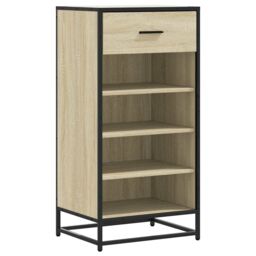 Berkfield Home Shoe Rack Sonoma Oak 48x38x97.5 cm Engineered Wood in Brown - thumbnail 2