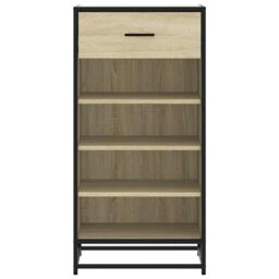 Berkfield Home Shoe Rack Sonoma Oak 48x38x97.5 cm Engineered Wood in Brown - thumbnail 4
